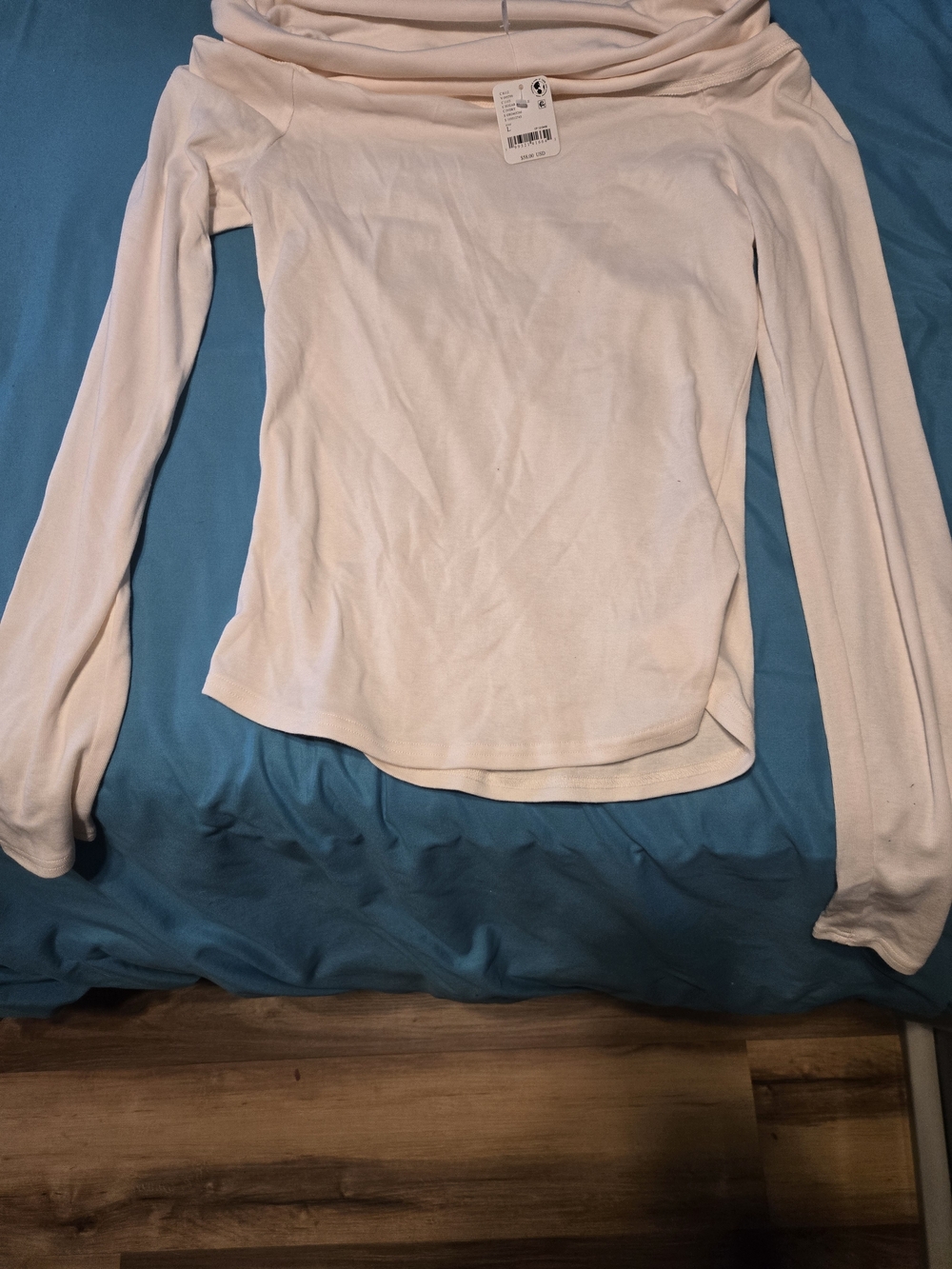 Free People Off-Shoulder Long Sleeve Top in Soft Cream